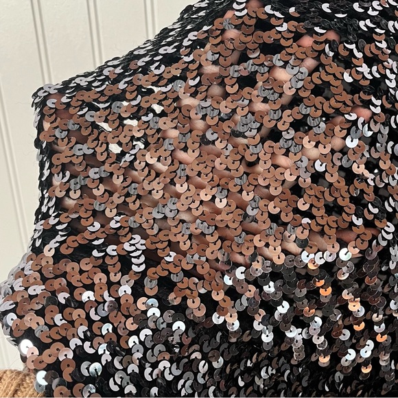 Vintage Lillie Rubin Sequin Sweater Black Knit Checkerboard Cutout Crochet ILGWU - Picture 7 of 17